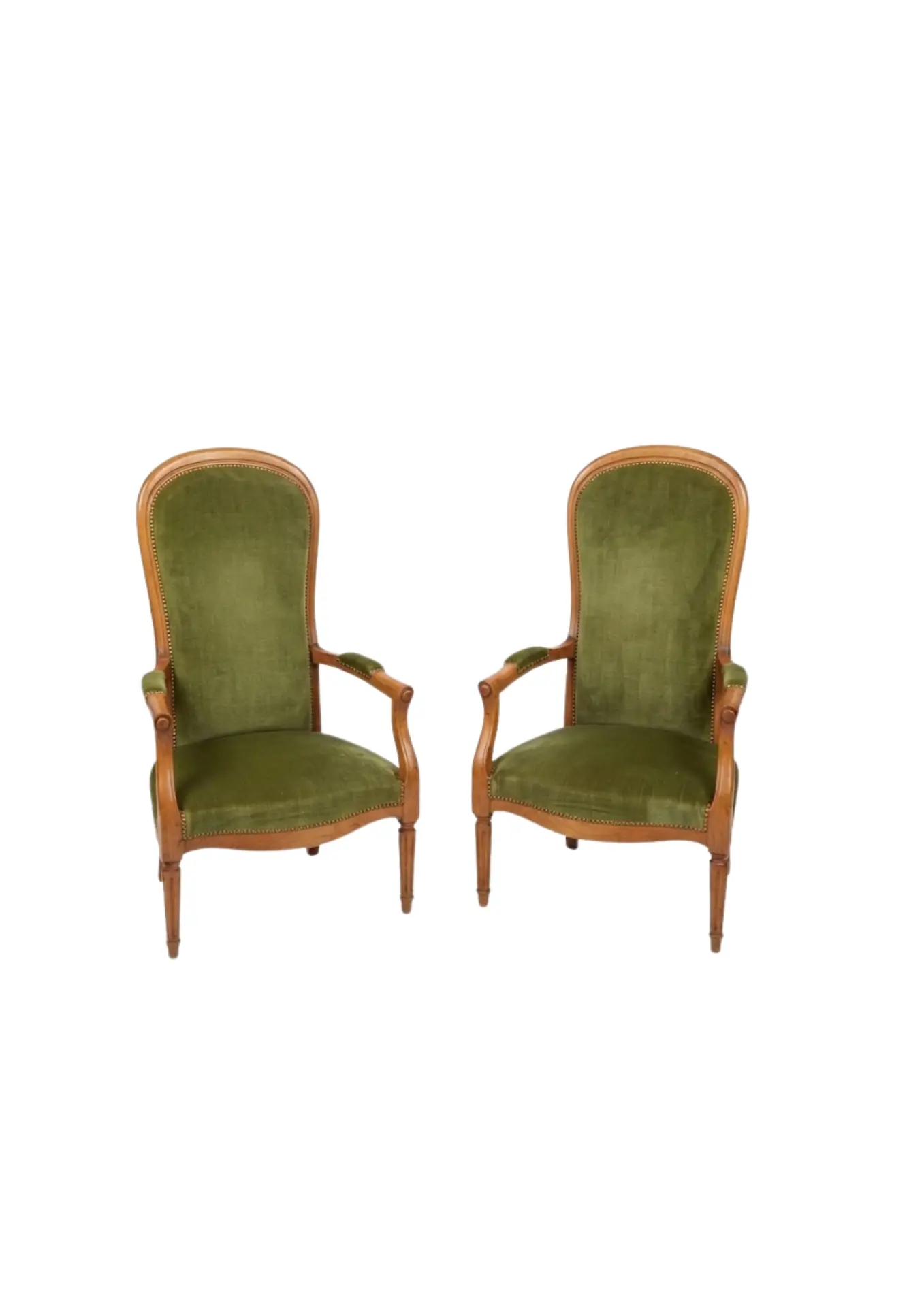 fauteuil Voltaire vert proposé à la location pour un mariage