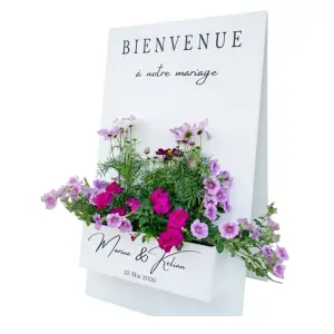 Panneau de bienvenue jardinière blanc