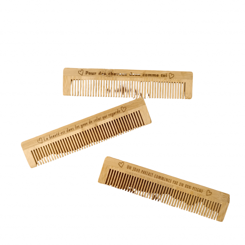 Gravure personnalisée sur bois Peigne cadeaux invités mariage