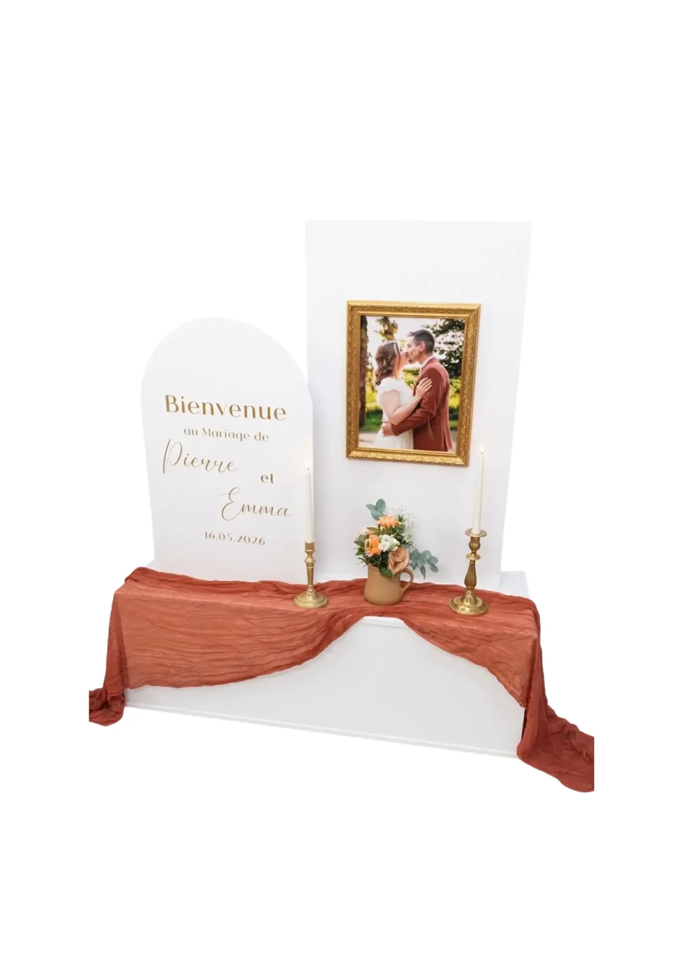 Panneau de présentation modulable proposé à la location pour un mariage