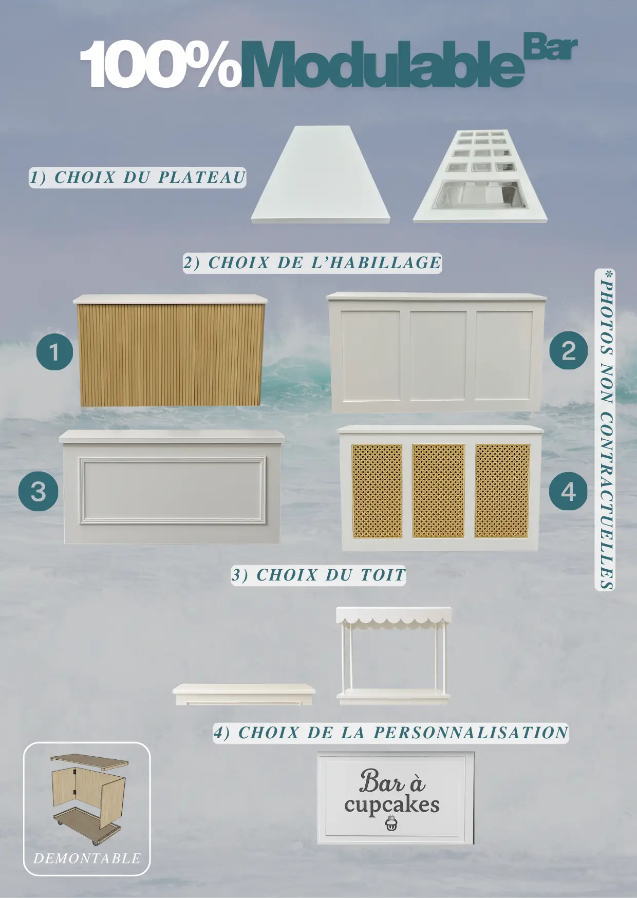 Bar modulable proposé à la location pour un mariage