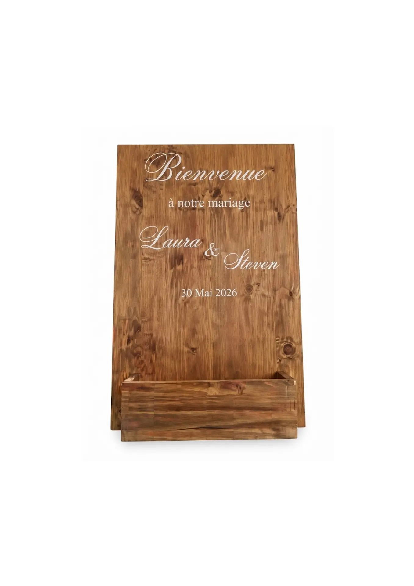 Panneau de bienvenue personnalisable proposé à la location pour un mariage