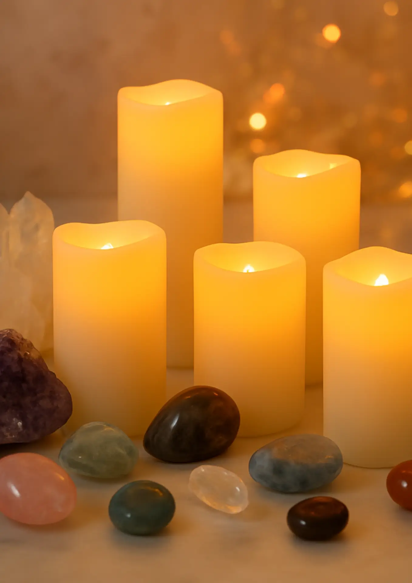 Bougies LED proposées à la location pour un mariage